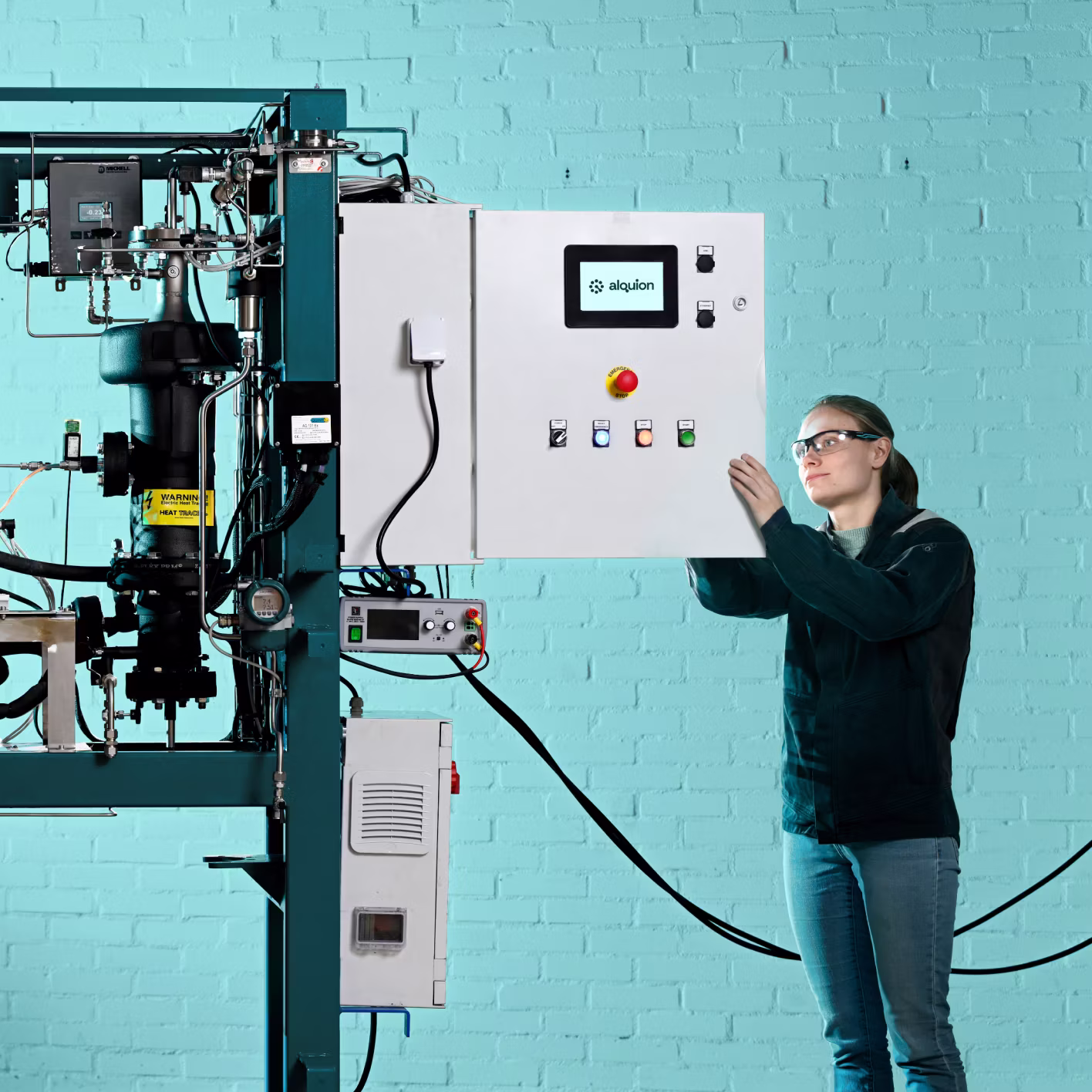 Engineer operating a Flexolyser test installation in the Alquion lab